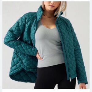Athleta Teal Quilted Puffer Jacket